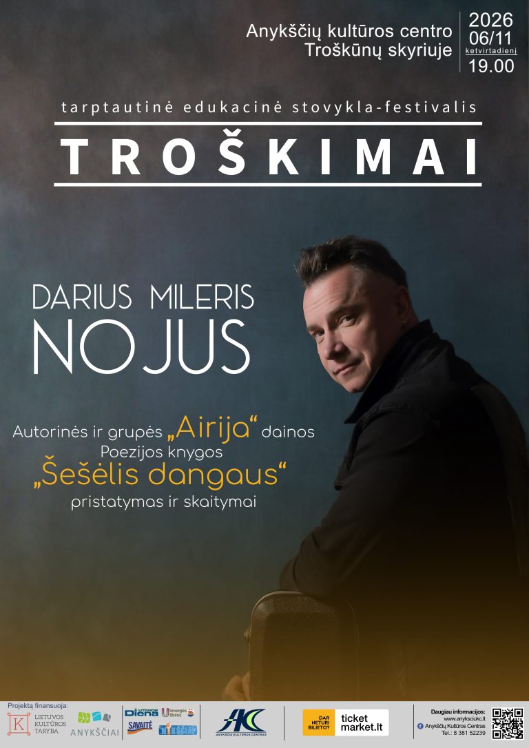 Darius Mileris Nojus Autorinės ir grupės ,,Arija“ dainos. Poezijos knygos ,,Šešėlis dangaus“ pristatymas ir skaitymai